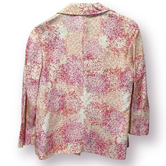 Sigrid Olsen 2 Piece Linen Blend Pantsuit Gold Red Button Up Size Medium 8 - Picture 3 of 16